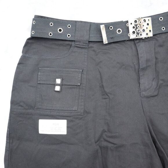 Casual Short Womens 3X Black Classic Cargo Pockets Belted Button Zip Bottoms - Picture 8 of 14